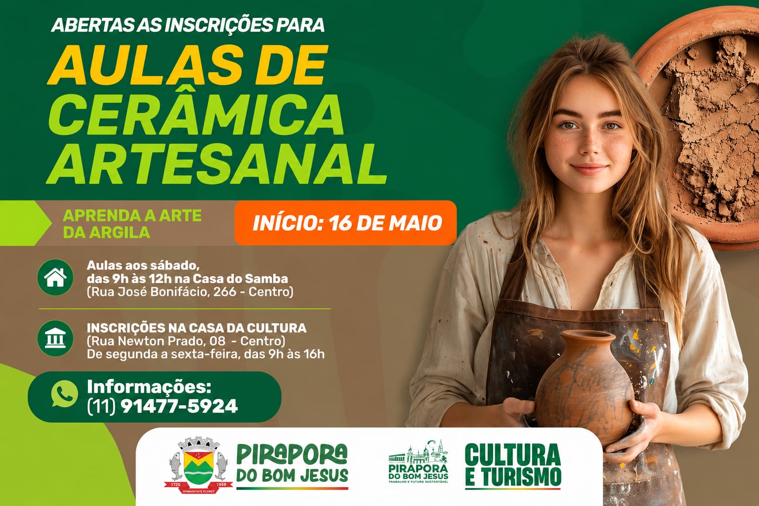 Aulas de Cerâmica Artesanal 🏺